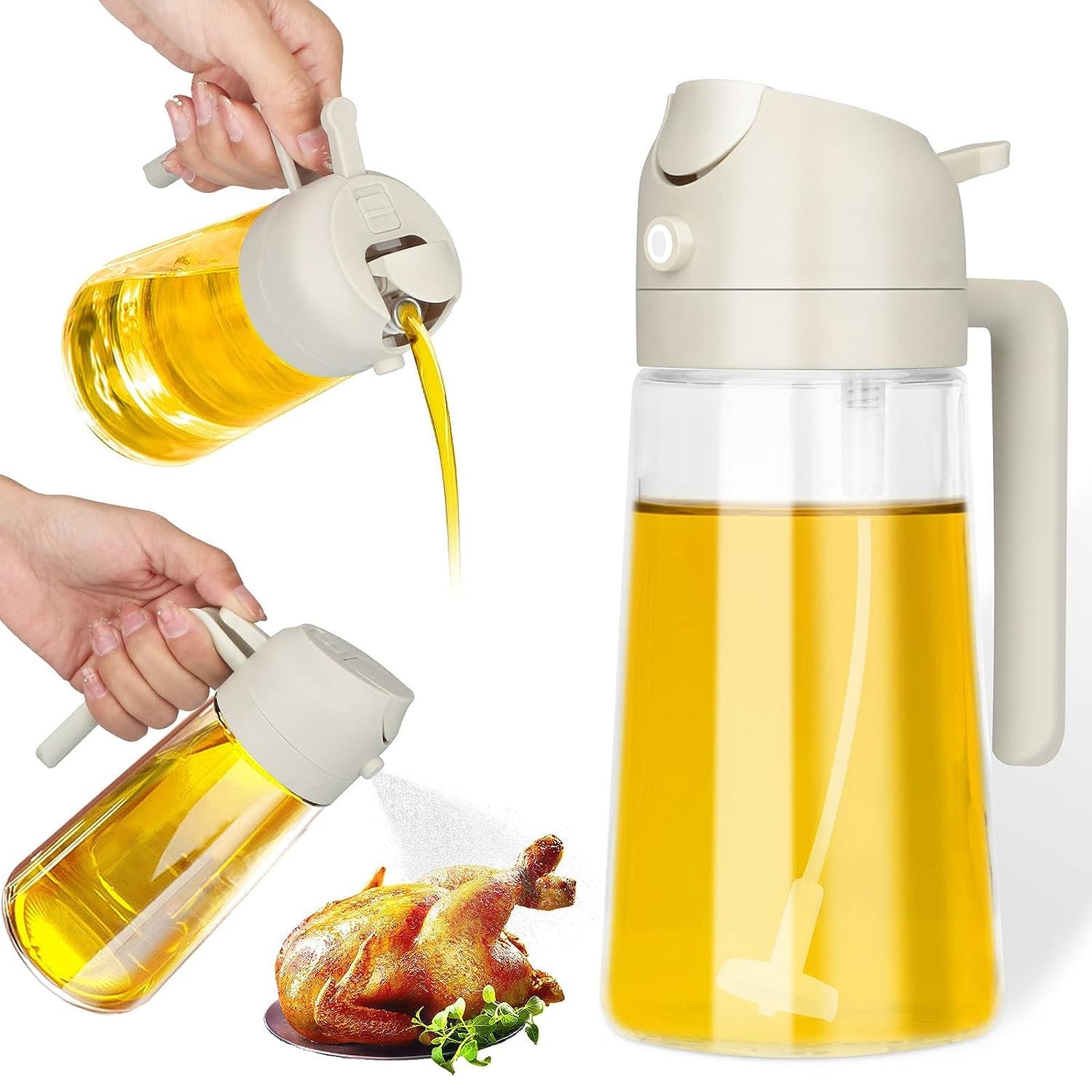 2-in-1 glass oil spray and pour bottle